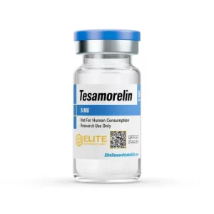 Tesamorelin 5mg research peptide vial by Elite Research Labs